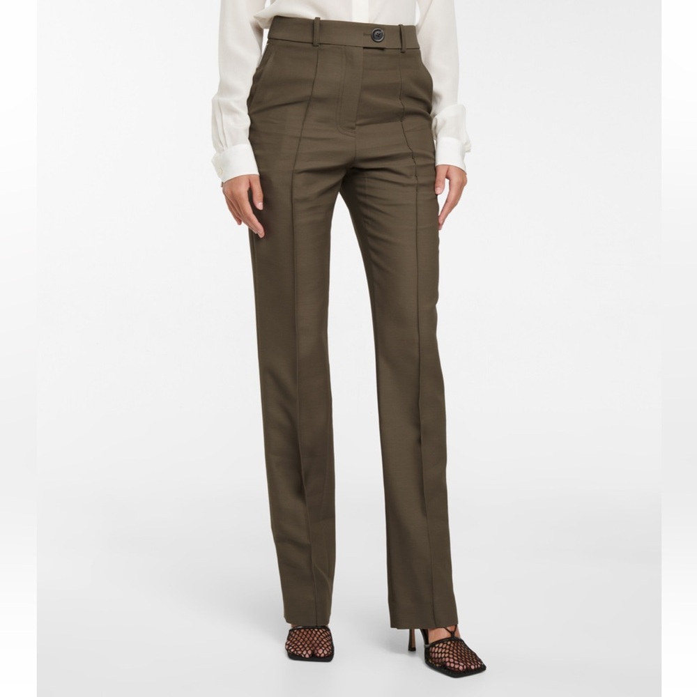 Peter Do green wool blend trousers